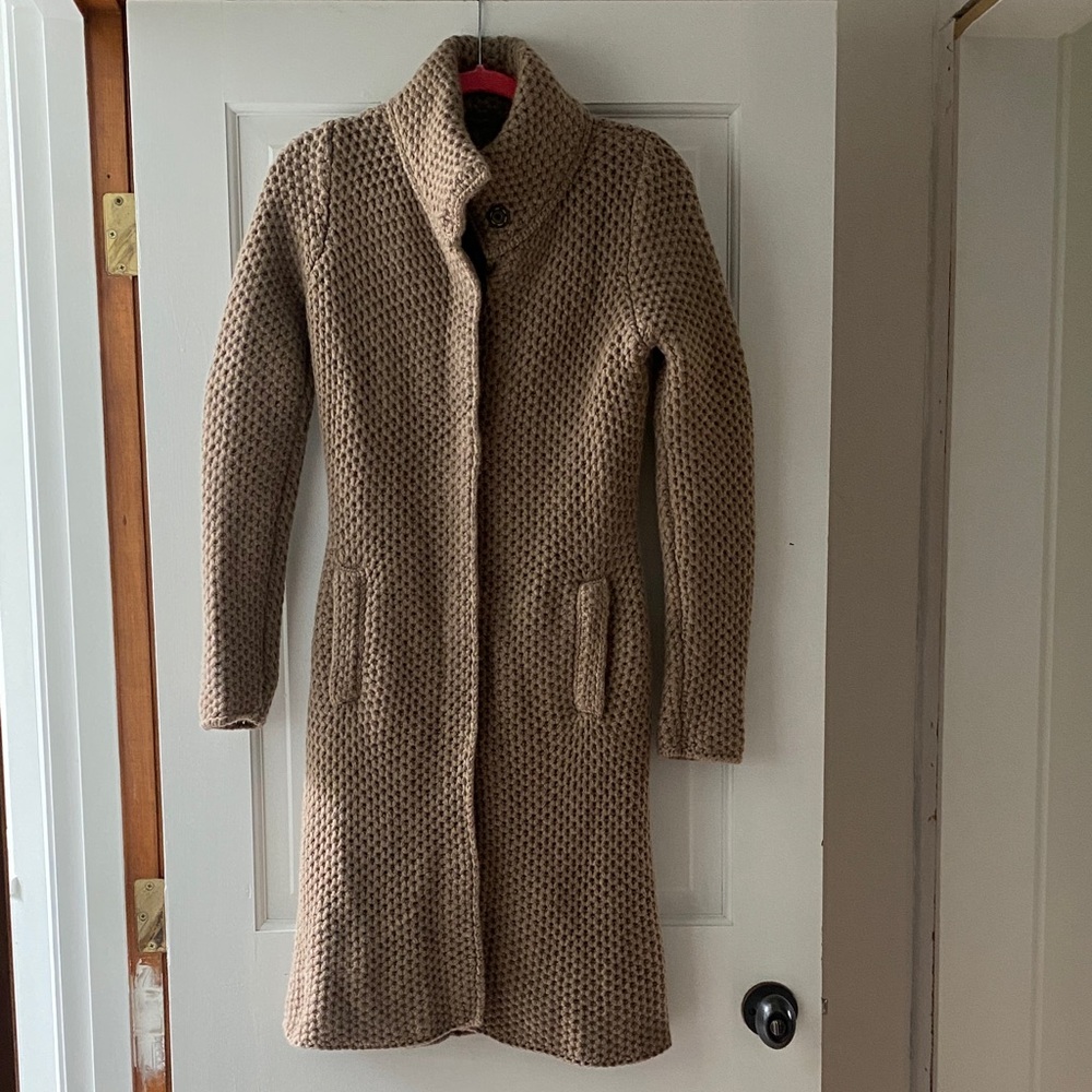 Women's Long Knit Turtleneck Wool/cashmere Sweater Coat - Beige